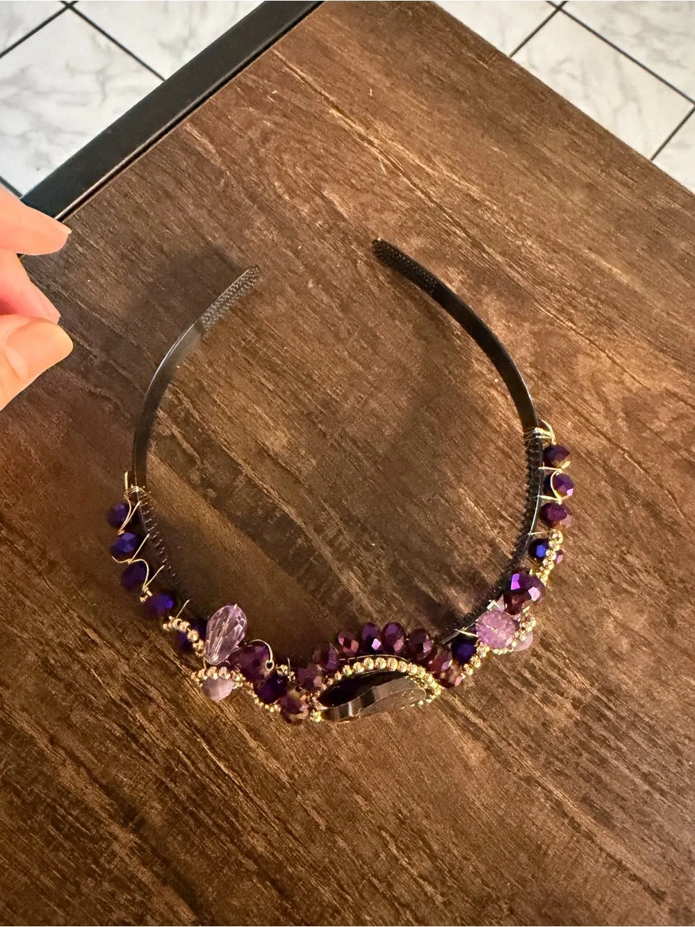 Embellished Purple Bead & Crystal Headband